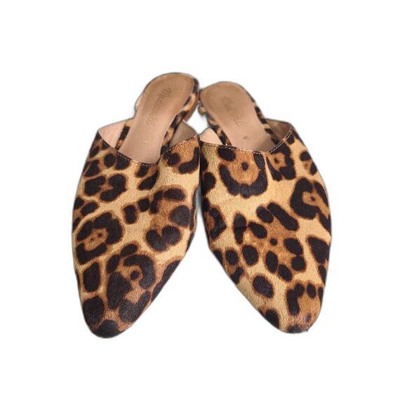 Madewell Frances Sz 6 Skimmer Slip On Flats Mules Slides Leopard Calf Hair - Picture 1 of 5